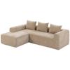 Corner Sofa with Chaise Longue, Frameless L-Shaped Cloud Sofa in Chenille, Deep Seat, Pocket Springs, Beige