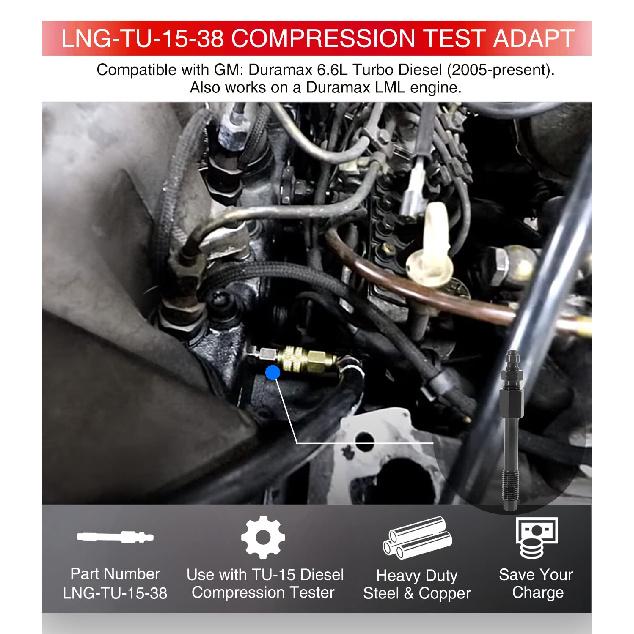LNG-TU-15-38 Diesel Compression Test Adapt Adapter for Duramax, M10 X 1.25 Mm