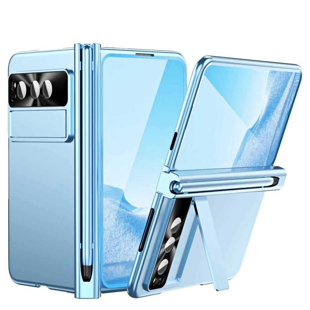 Per Google Pixel Fold Custodia Galvanizzata con Slot Penna Cerniera Protezione Completa Cerniera Magnetica Assorbimento Automatico Copri Telefono