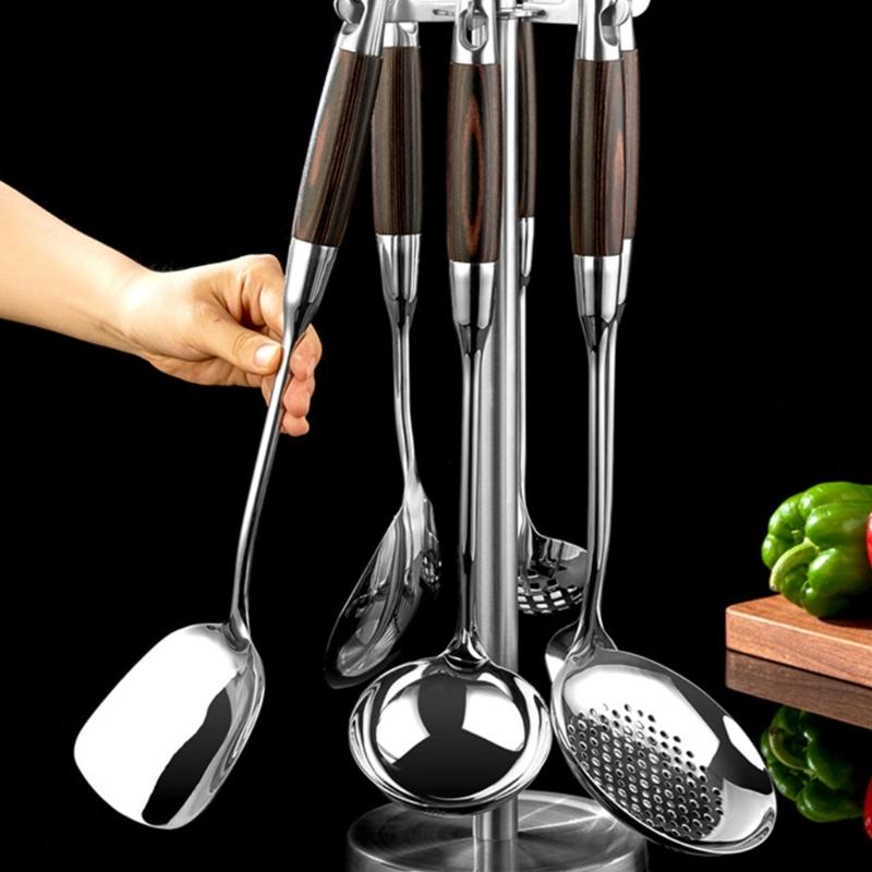 Utensili da Cucina in Acciaio Inossidabile Argentato Utensili da Cucina in Metallo con Manico Comodo Utensili da Cucina per l'Uso Quotidiano in Cucina