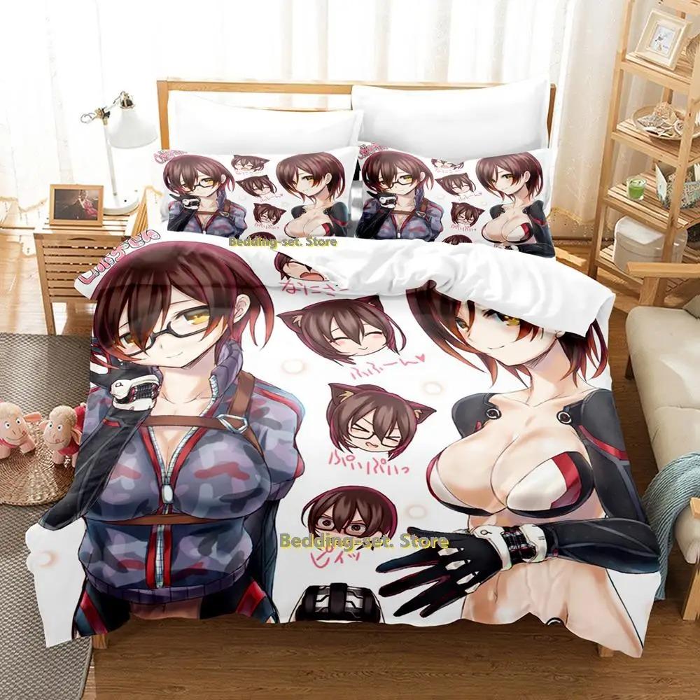 Kawaii Mädchen Roboco-san Vtuber Bettwäscheset Einzelbett Twin Full Queen King Size Bettset Erwachsener Kind Schlafzimmer Bettbezugsets Anime Bett