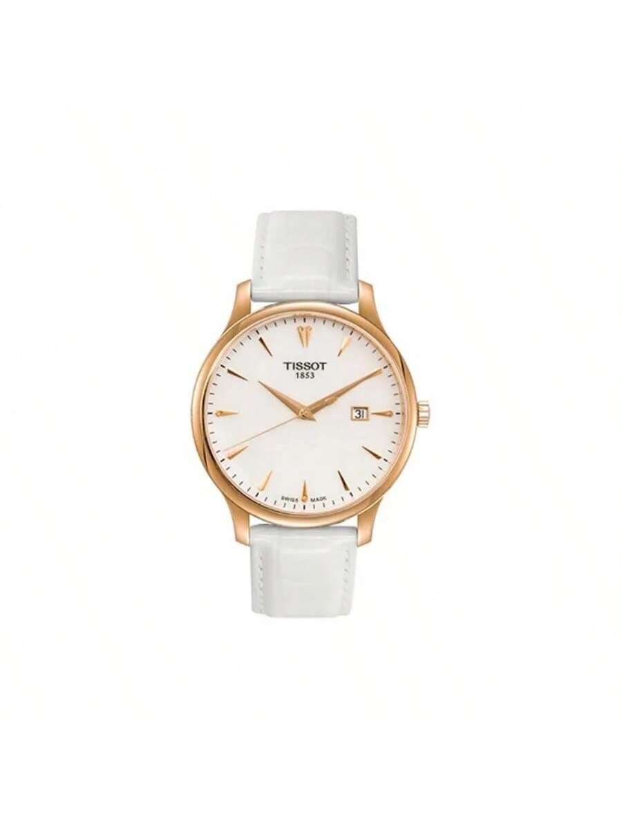 

Tissot Elegance quartz movement, 30m water-resistant men s watch, Trendy 42mm white dial, stainless steel case, leather strap, T063.610.36.116.01