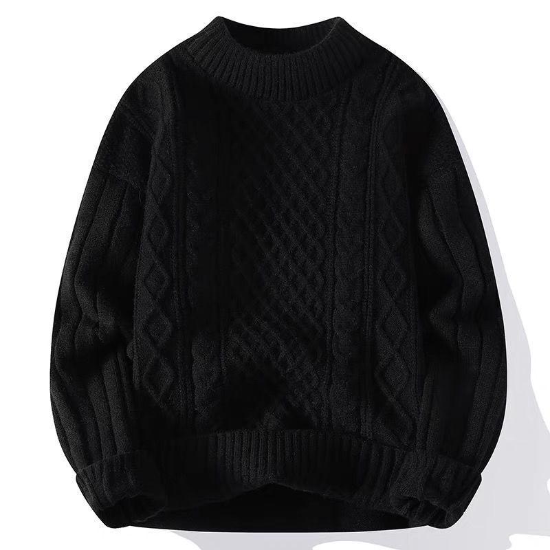 Men's Teen Fleece-Lined Winter Crew Neck Sweater - Warm, Thick, Trendy Knit