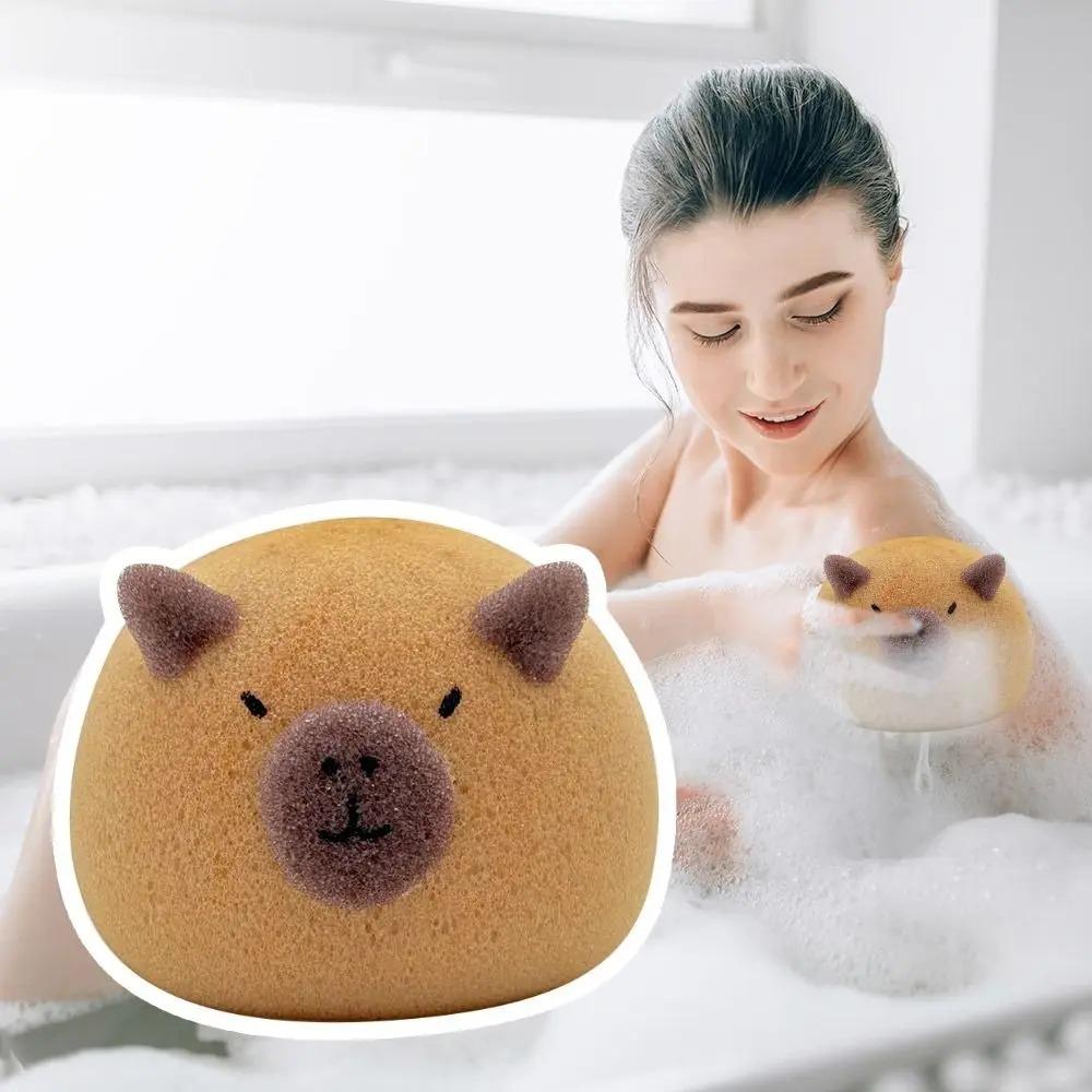 Capybara Bath Sponge Ball Cartoon Animal Baby Shower Brushes Bubble Sponges Bathroom Acssories for Kids and Adult