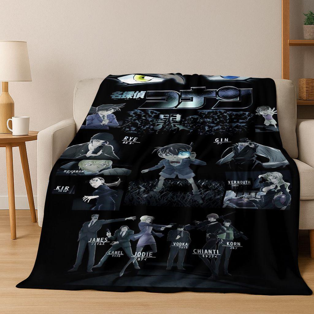 Retro Anime Detective Conan Cartoon Flannel Blanket,Warm and Cozy Soft Throw Blanket for Home Bedroom Bed Sofa Picnic Cover Kids