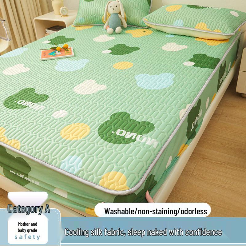 Комплект охлаждающих матов из ледяного шелка и латекса для мамы и малыша, класс А: Летний комплект из 3 предметов: покрывало и простыня на резинке для студентов 90x200cm Single Fitted Sheet