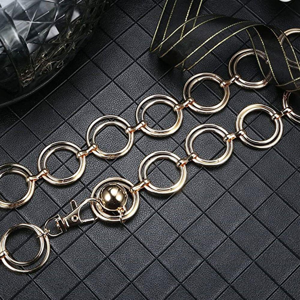 Uformell Trendy dobbel ring midjebånd luksus legering linning metall kjede belte slankende Cummerbands
