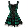 Summer Women's Plaid Dress Lace Up Lace Sleeveless Short Skirt