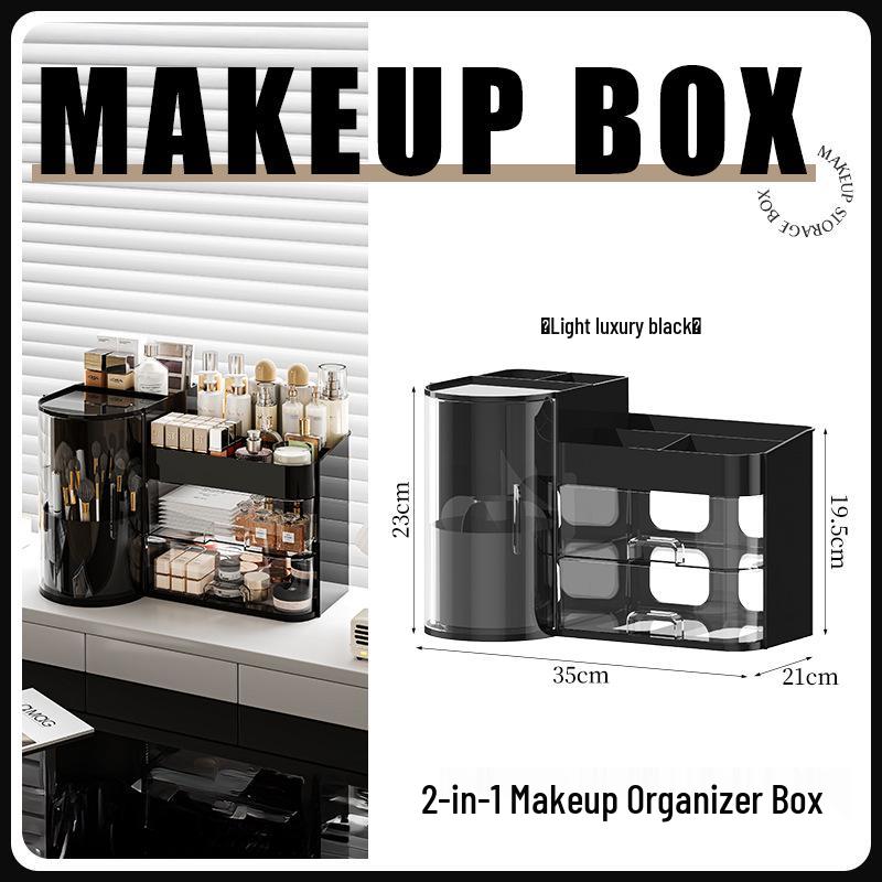 

Rotating Desktop Cosmetics and Skincare Organizer with Drawers