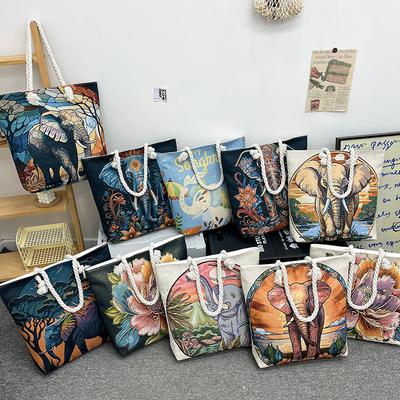 Modische Damen Umhängetasche Doppelseitige Einzel-Schultertasche Bestickte Tragetasche