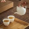 Ivory White Ceramic Gongfu Tea Set: Teapot with Two Porcelain Tasting Cups
