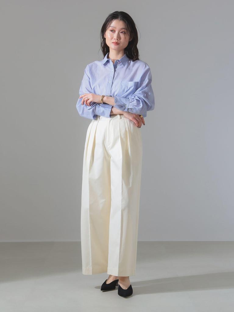 Shirts and Blouses KHADI Over Short Shirt SAX ONE SIZE [Demi-Luxe Beams] L/S Women's