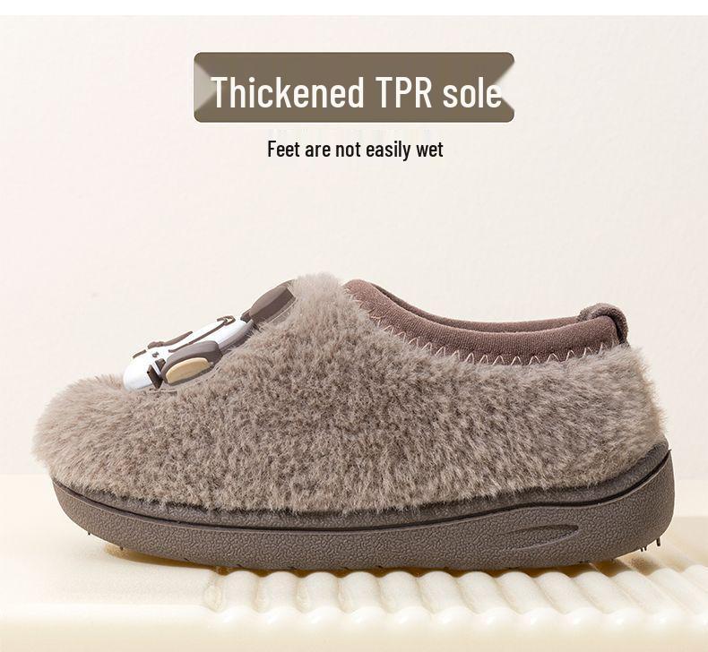 Bobodou Boys' Non-Slip Winter Indoor Cotton Shoes with Heel Cover & Fur Lining