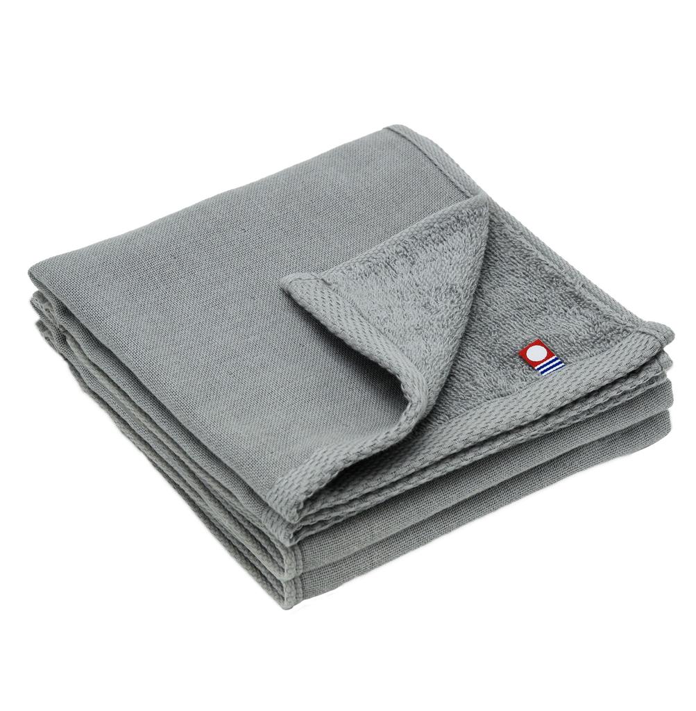 Broccoli House Imabari Pile Gauze Hand Towels of 34 X Made In Cotton & (Set 3), 35cm, Thin, Quick-Drying, Absorbent, Japan, 100% (Gray)