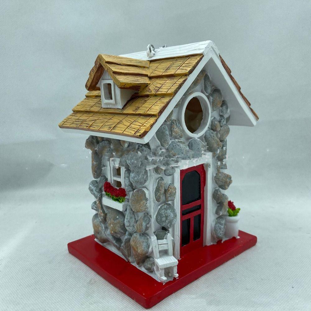 Gartendekoration Harz Vogelhaus Exquisites Langlebiges Vogelnest Hängende Garten Vogelvillen für Kolibris Eichhörnchen