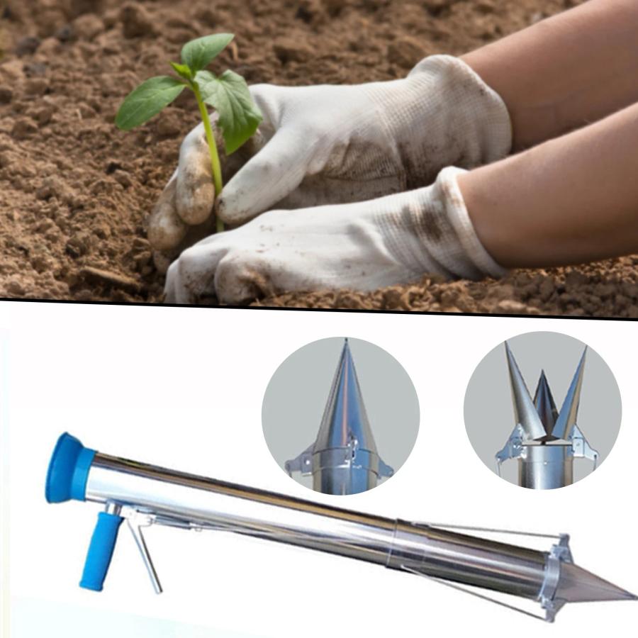 Stainless Steel Manual Seedling Planter Long Handled Bulb Vegetable Planter Tools Agricultural Seeder Sapling Transplant Planter
