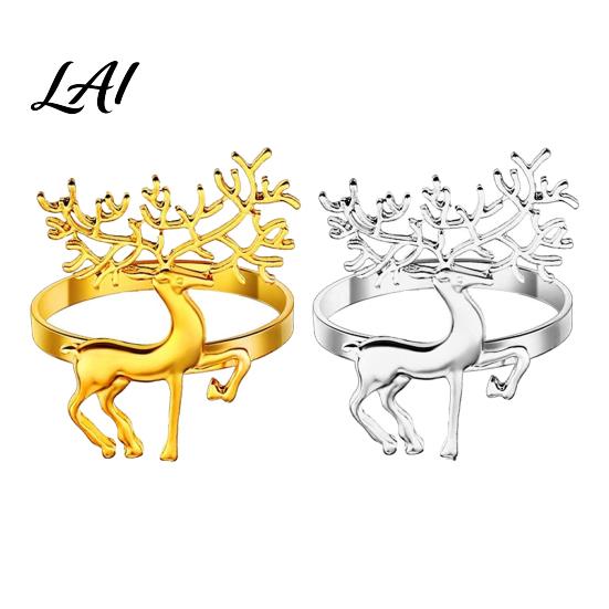 Metal Napkin Holders for Table Christmas Deer Ring Alloy Elk Holder Holiday Elegant Settings New Year Ring Winter Party Festive Dining Decoration