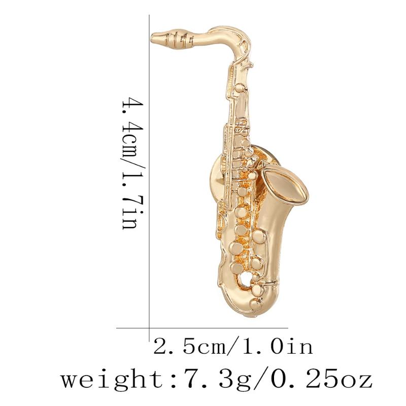 1Pcs Symphony Orchestra Badge Funny Musical Instruments Enamel Brooches Trumpet Clarinet Saxophone Violin Shaped Golden Pins