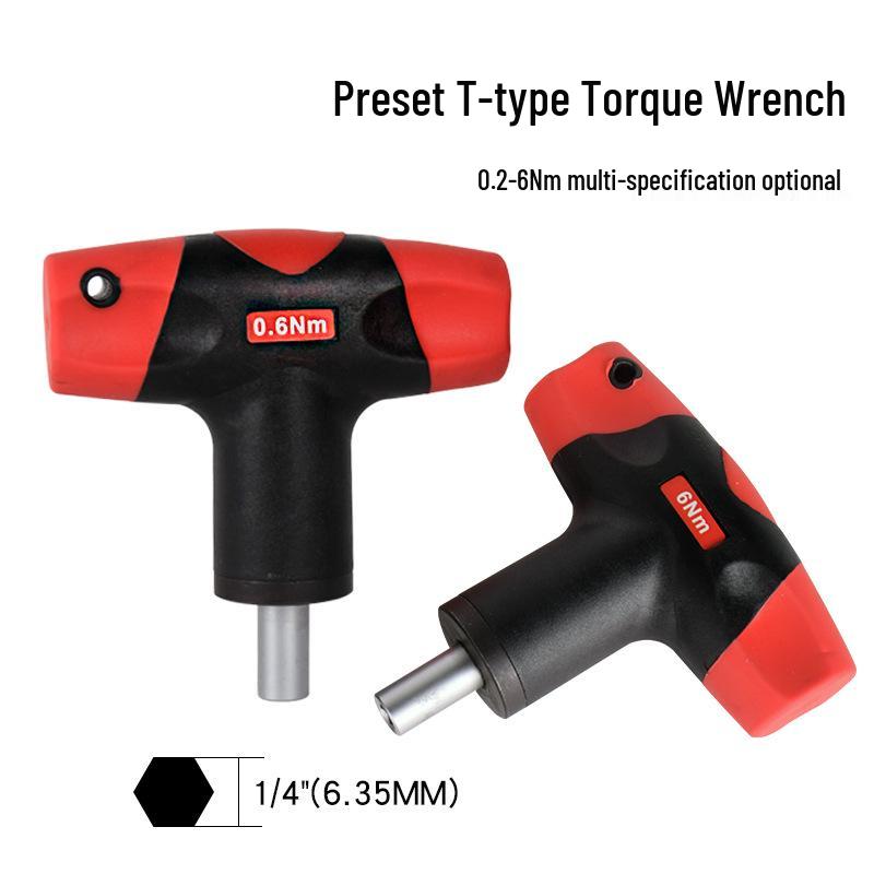 Fixed Torque T-Handle Screwdriver Wrench, 0.6-6NM, Auto-Slip Disengage Feature 0.8NM
