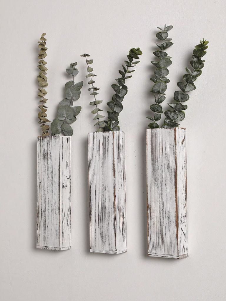 Wandpflanzer für Zimmerpflanzen Holz Wanddeko Schlafzimmer Wohnzimmer Holz Wandvasen für Trockenblumen und Kunstpflanzen