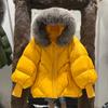 European winter new raccoon big fur collar hooded down jacket women's medium and long thickened warm knitted sleeve jacket