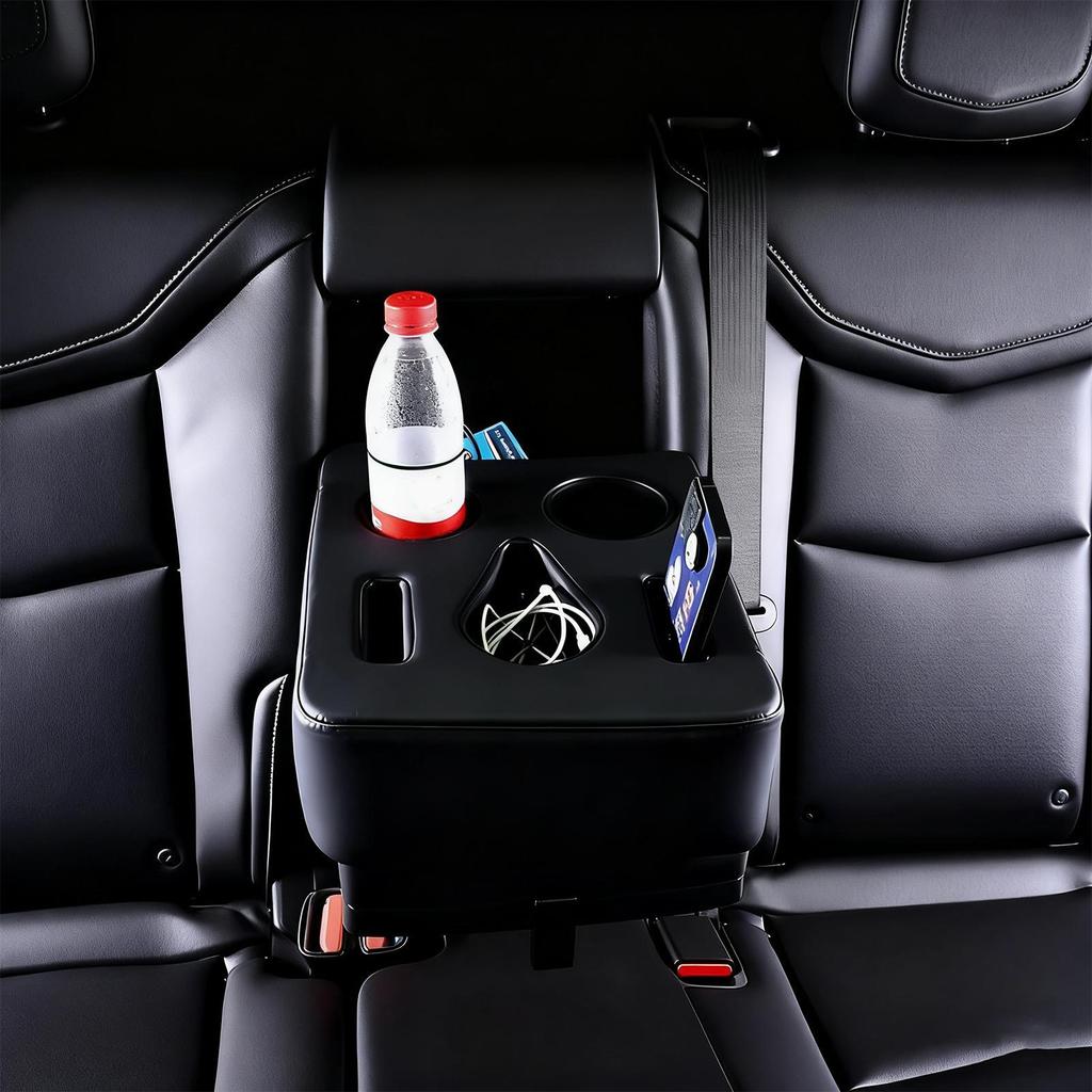 Armrest Organizer for Car Large Capacity with Cup Holder Car Armrest Box Storage Organizer for Charging Cable Phone Key Card