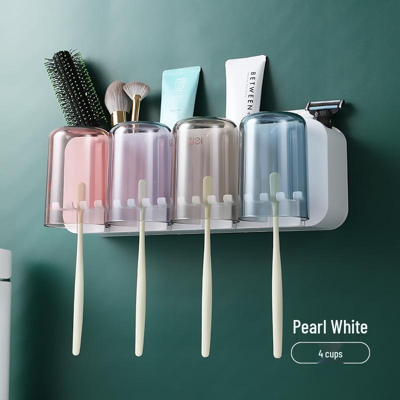 Wall-Mounted No-Punch Toothbrush & Rinsing Cup Set