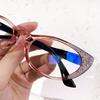 Stylish Cat Eye Glitter Reading Glasses Blue Light Blocking Lightweight Flexible Spring Hinge Myopia Glasses For Adult