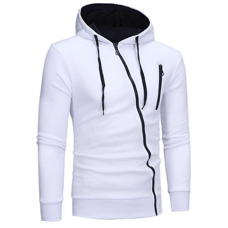 Men's Trendy Brand Hooded Sweatshirt: Oblique Zipper Jacket for Autumn/Winter.