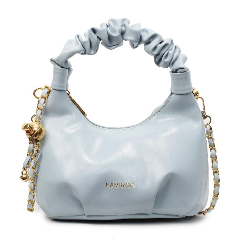 Hot Sale Korean Version Casual Premium Folded Portable Small Bag Simple Solid Color Commuter Chain Crossbody Bag Female