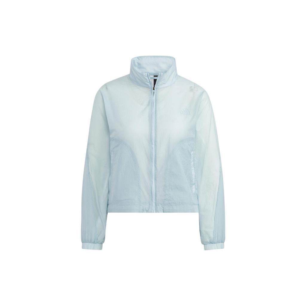 Adidas Wx Wv Jacket T2 Solid Color Side Three Stripes Stand Collar Sports Jacket Women Jackets Light-Blue HR8407
