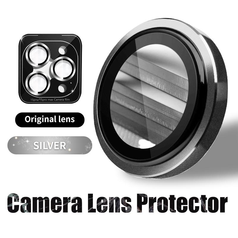 1Set Camera Lens Protector Metal Ring For iPhone 16 15 14 13 12 11 Pro Max 16 Plus 13 12 mini Full Cover Camera Tempered Glass Protective film
