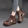 Sandali con stivaletto da donna Sandali con punta aperta Sandali alti in ecopelle per donna Sandali casual con plateau grosso con cerniera nera