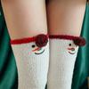 Claus Stripe Women Elk Snowman Bow Ladies Hosiery Christmas Stockings Floor Socks Cotton Calf Socks