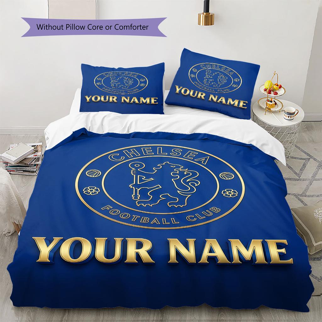 Custom Name,London Blues Chelsea Pattern Bedding Home Decoration Birthday Gift ( 1 Duvet Cover + 2 Pillowcase, Without Core),fan Merchandise.