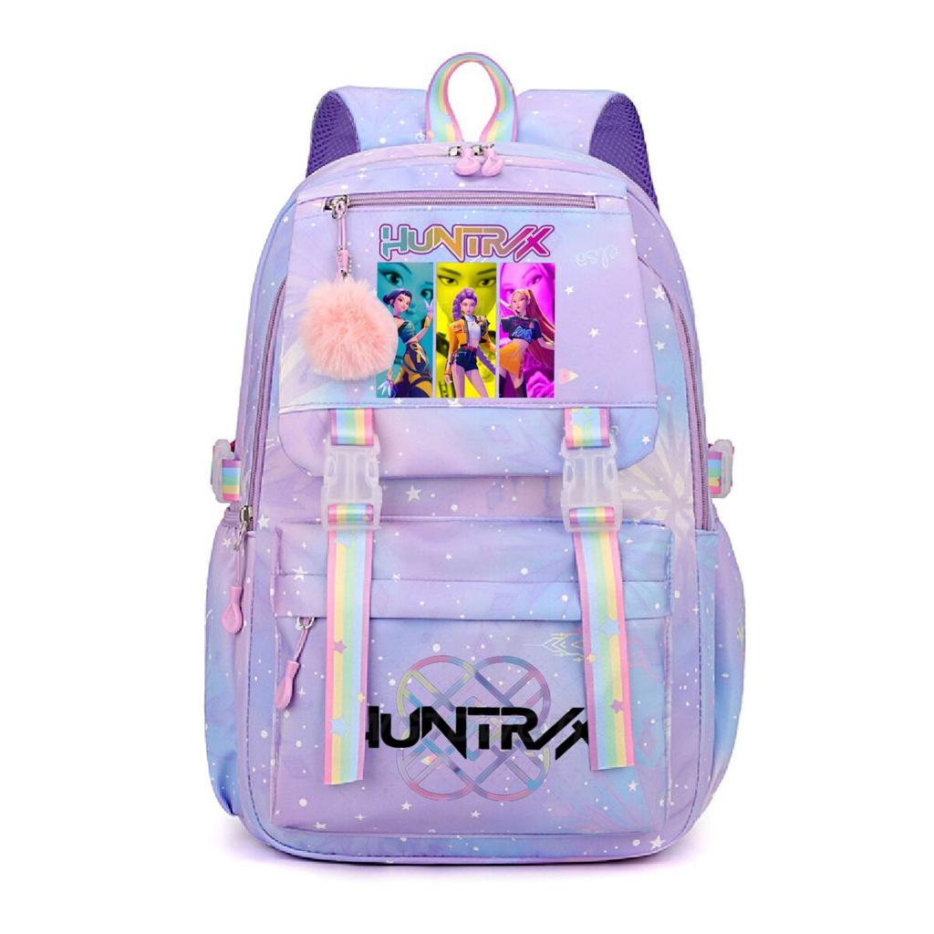 K-Pop Demon Hunters School Bag Kids Students Huntrix Girl Rainbow Dual-Shoulder Bag Boys Laptop Rucksack Outdoor Shouler Bag