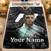 Flannel BlanketCristiano Ronaldo Custom Name Text Personalized Soft Warm Throw Blanket Home Decor Gift