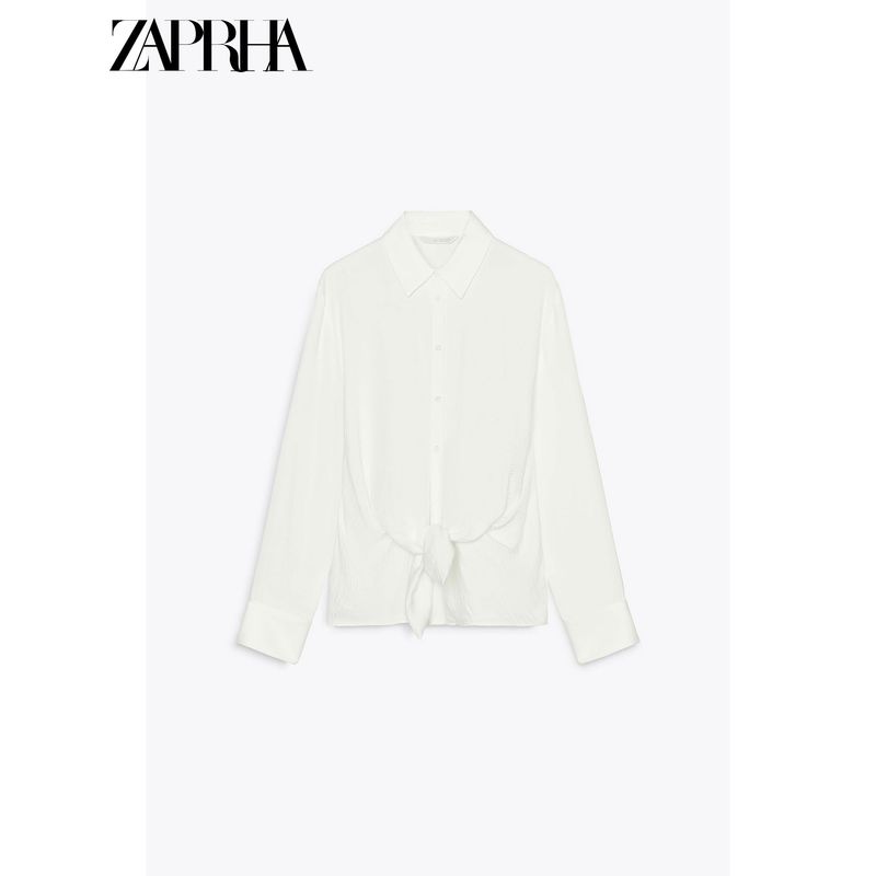 Zaprha 2025 New Arrival Bow Tie Drape Loose Long Sleeves Lapel Casual Shirt Women Easiest for Match Slim Looking 2298057