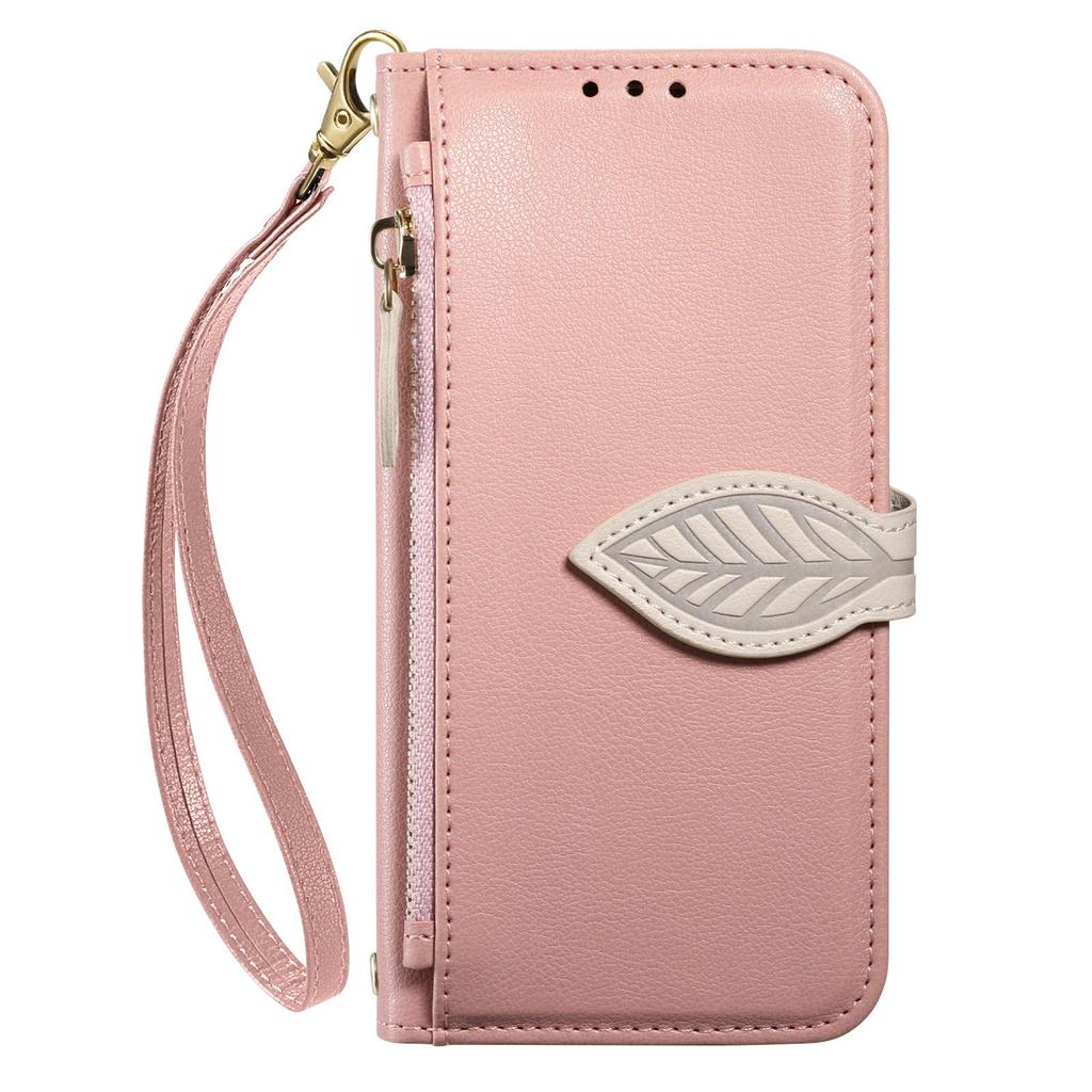 iPhone 17 Leaf Leather Flip Case with Crossbody Strap