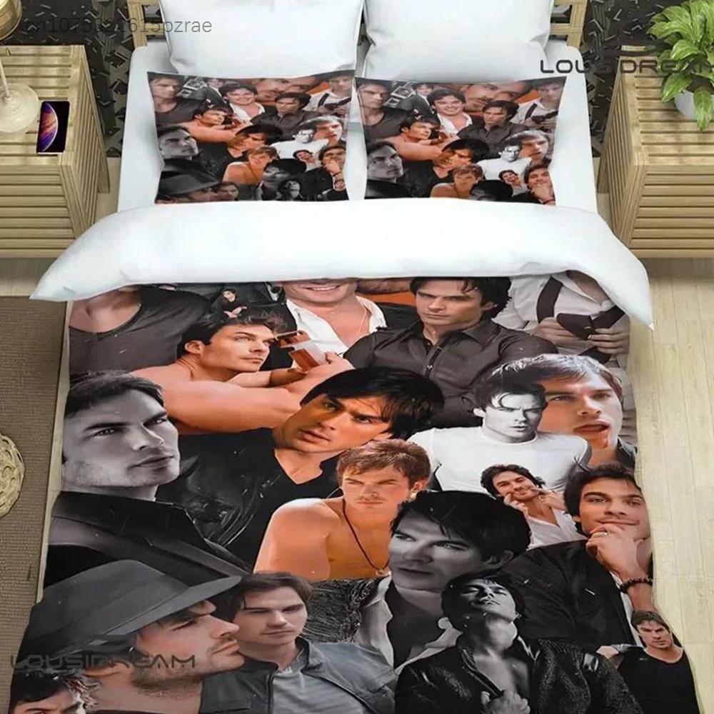 The Vampire Diaries Damon Salvatore Bedding Sets Exquisite Bed Supplies Set Duvet Cover Bed Comforter Set Bedding Birthday Gift