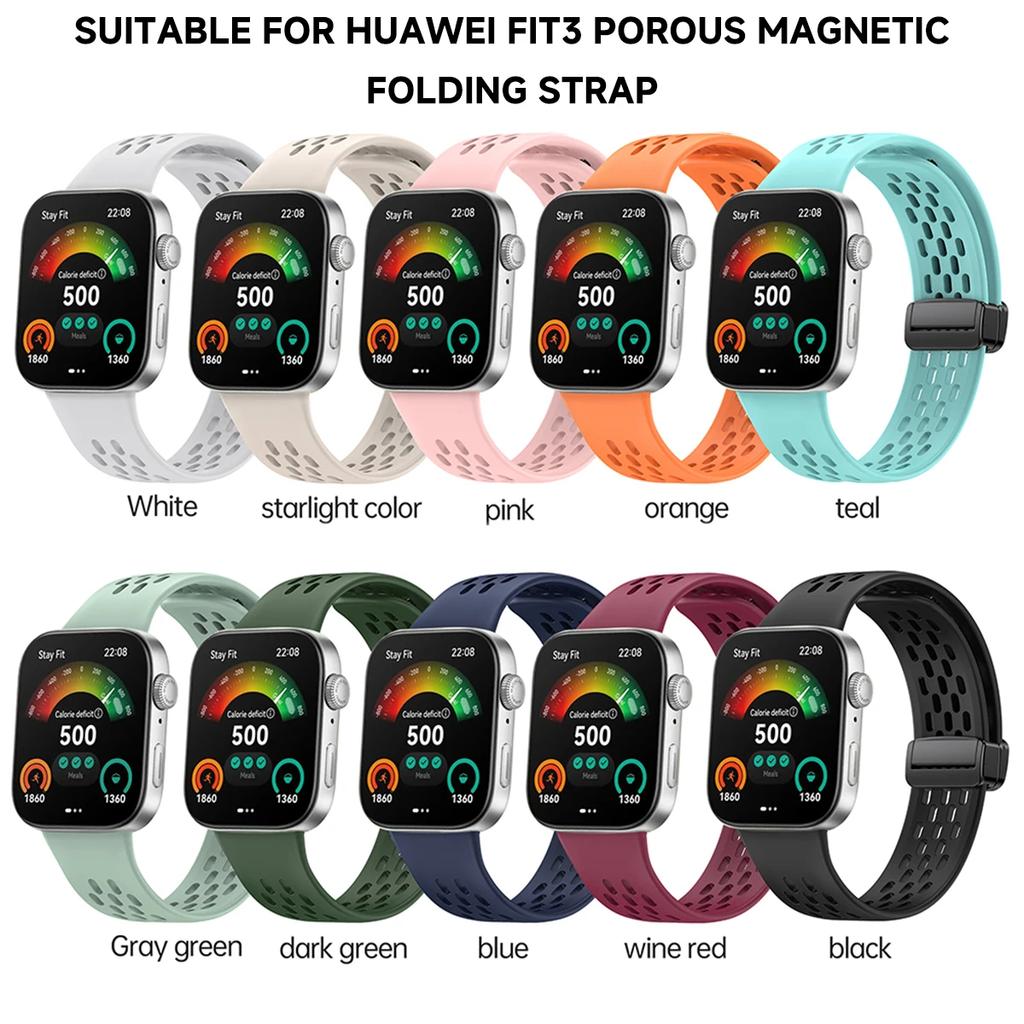 Magnetic D Folding Buckle Silicone Band For Huawei Watch Fit 3 4 4Pro Strap for HUAWEI Fit 3 Fit 4 Fit4Pro Sports Bracelet Belt