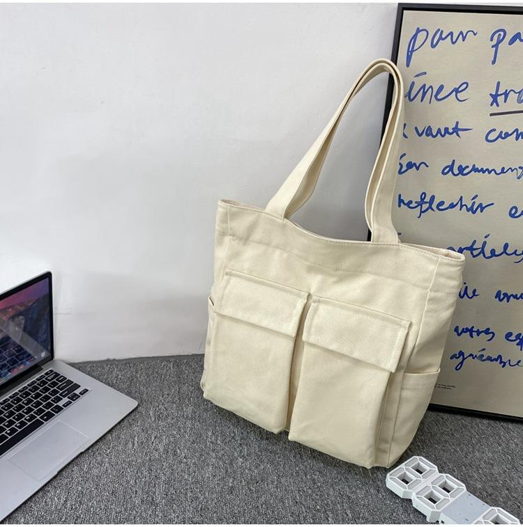 Canvas Bag Large Capacity Men Women's Shoulder Bag Student Class Hand Tote Bag