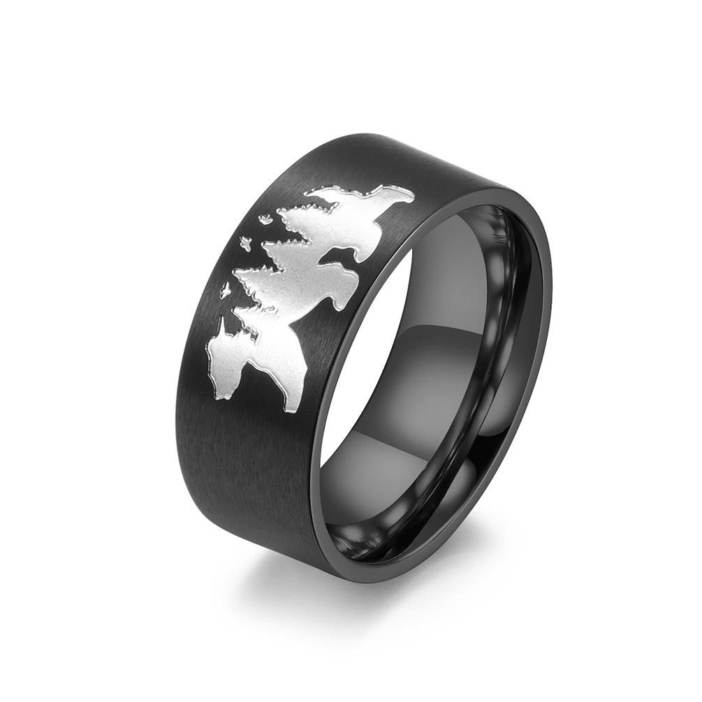 Polar Bear Flying Bird Forest Stainless Steel Ring Calls for Protecting Animal Environment Titanium Steel Ring