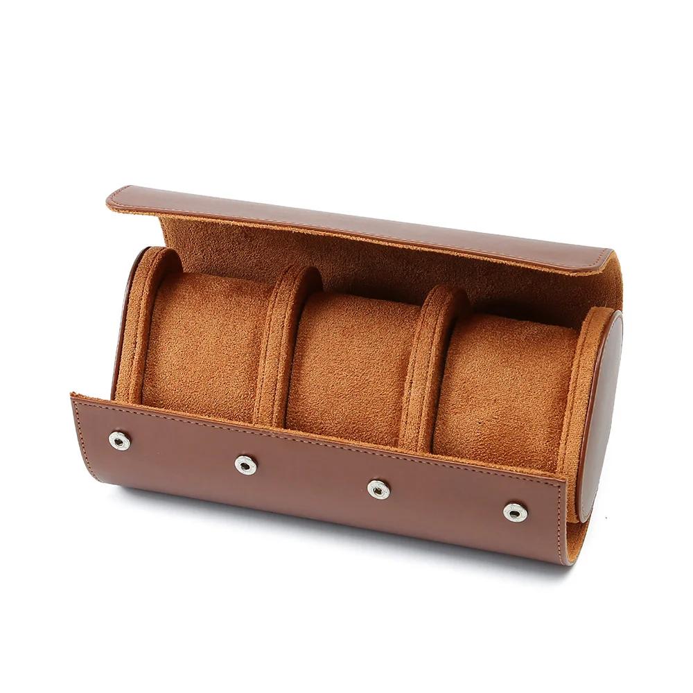 1/2/3-Slot Watch Roll Travel Case Portable Vintage Leather Watch Display Case Storage Box Watch Organizers Men Christmas Gift