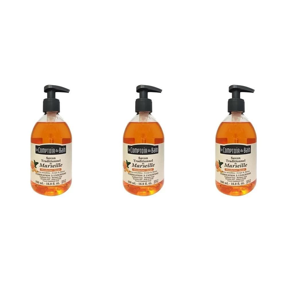 Le Comptoir du Bain Marseille Soap 500ml 3-Pack Mandarin Sage