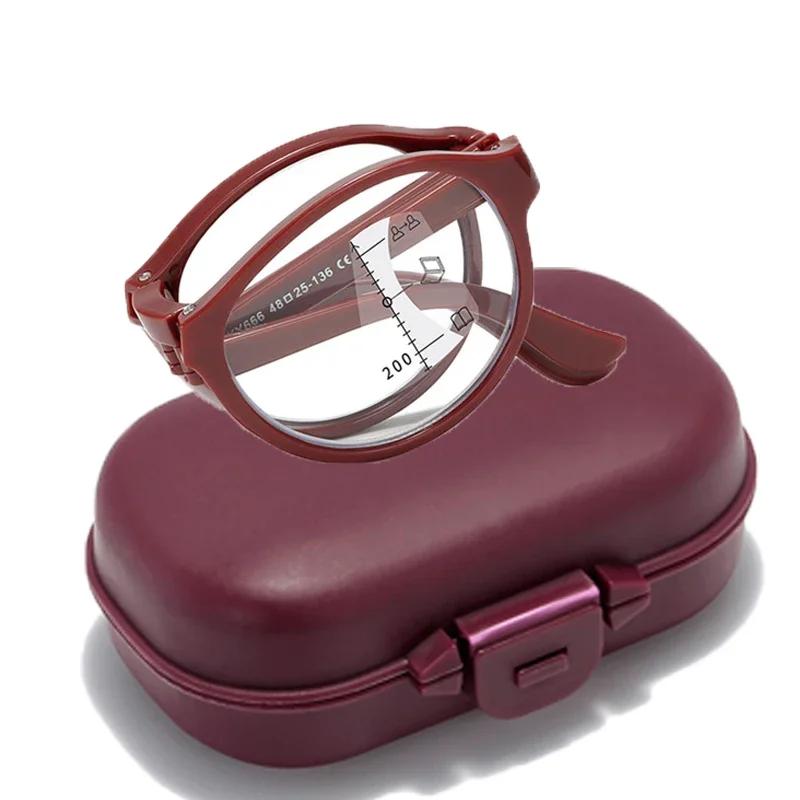 New Trend Folding Glasses Fashion Round Frame Multifocal Reading Eyewear Retro Presbyopia +1.0 To +4.0