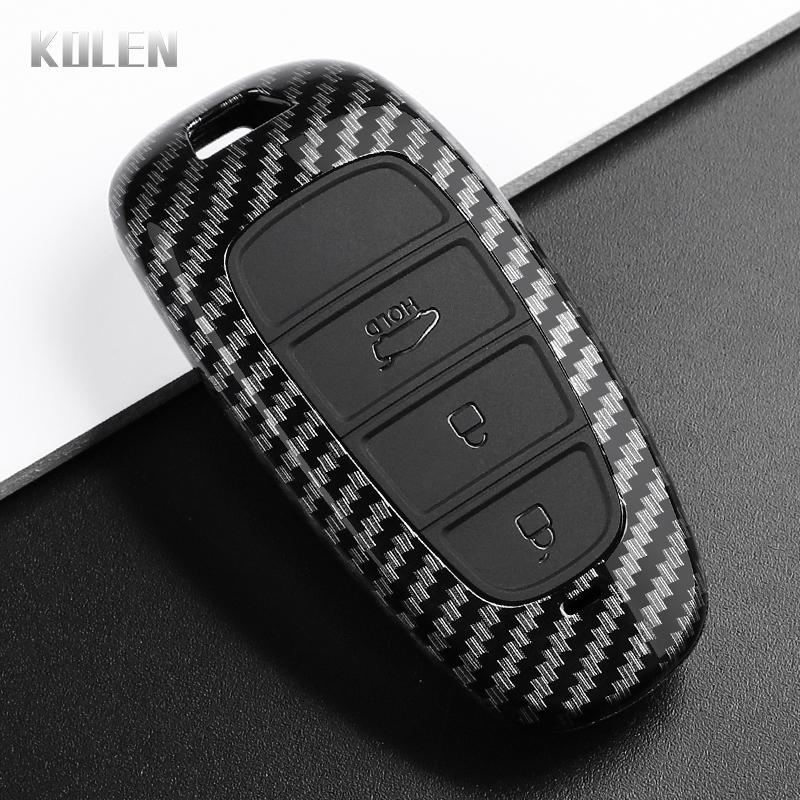 Abs Carbon Fiber Style Car Key Case Cover For Hyundai Santa Fe Tucson Nexo Nx4 Atos Prime Solaris Protected Fob Accessories