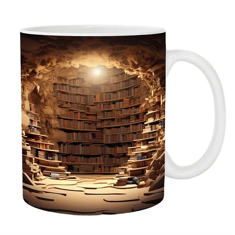 AEE2-Bookshelf Mug 11Oz - A Library Shelf Cup, Library Bookshelf Mug, Book Lovers Coffee Mug, Creative Space Design