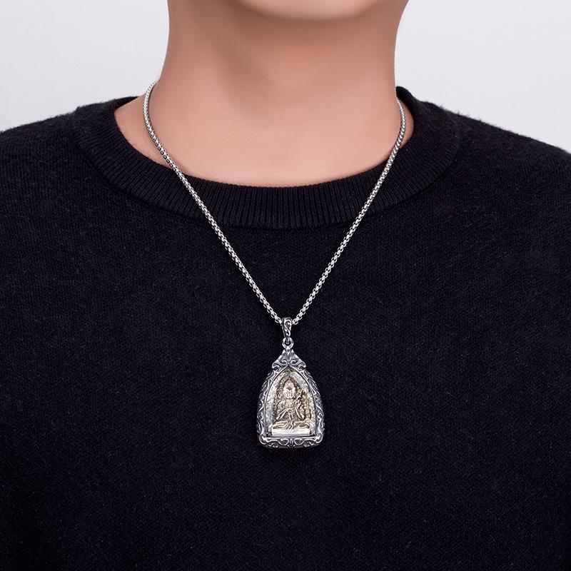 Stainless Steel Zodiac Necklace with Eight Guardian Deities