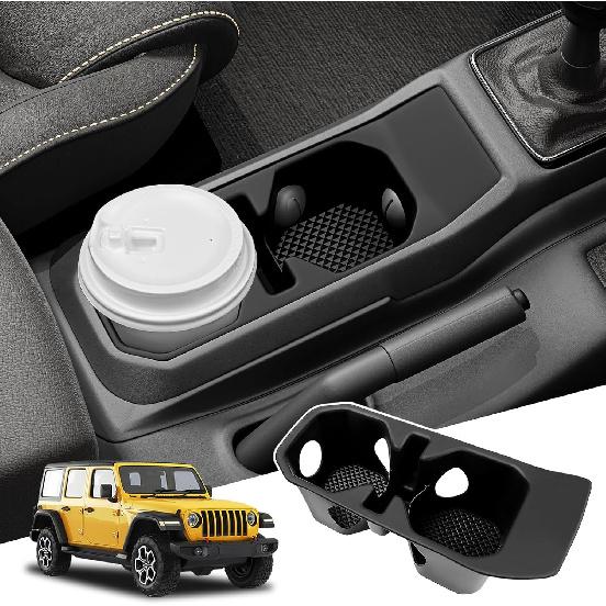 Cup Holder Coaster For 2018-2025 Jeep Wrangler JL JLU 4XE/Gladiator JT Cup Holder Ert Mat Pad, Non-Slip Liner For 18-25 Wrangler JL JLU 4XE Interior